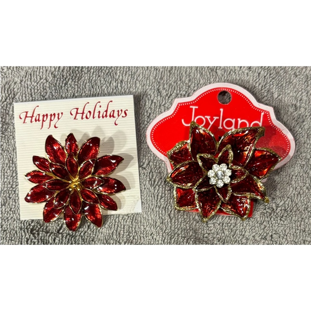 Christmas Poinsettia Brooches/ Pins